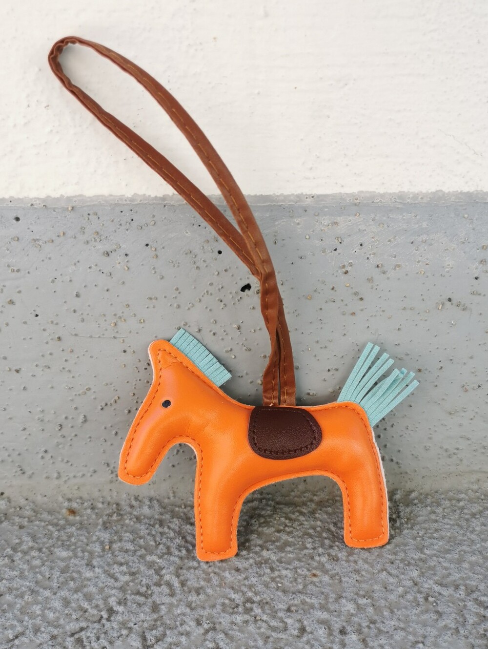Orange Equestrian Rodeo Horse Bag Charm - Faux Leather Purse Accessory